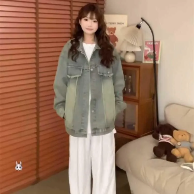 美式高街初秋牛仔外套女2025新款韩系休闲小众设计感高级毛边夹克