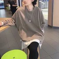 【芬姐精选】长款长袖包袖常规薄款不褪色卫衣时尚打底韩版上衣