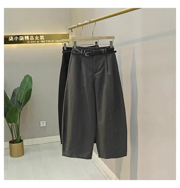 2025初秋新款时尚休闲宽松弯刀裤女遮肉显瘦小个子九分裤