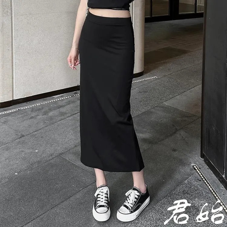中长版小个子高腰开叉包臀半身裙秋装女款爆款2025新款知性风衣服