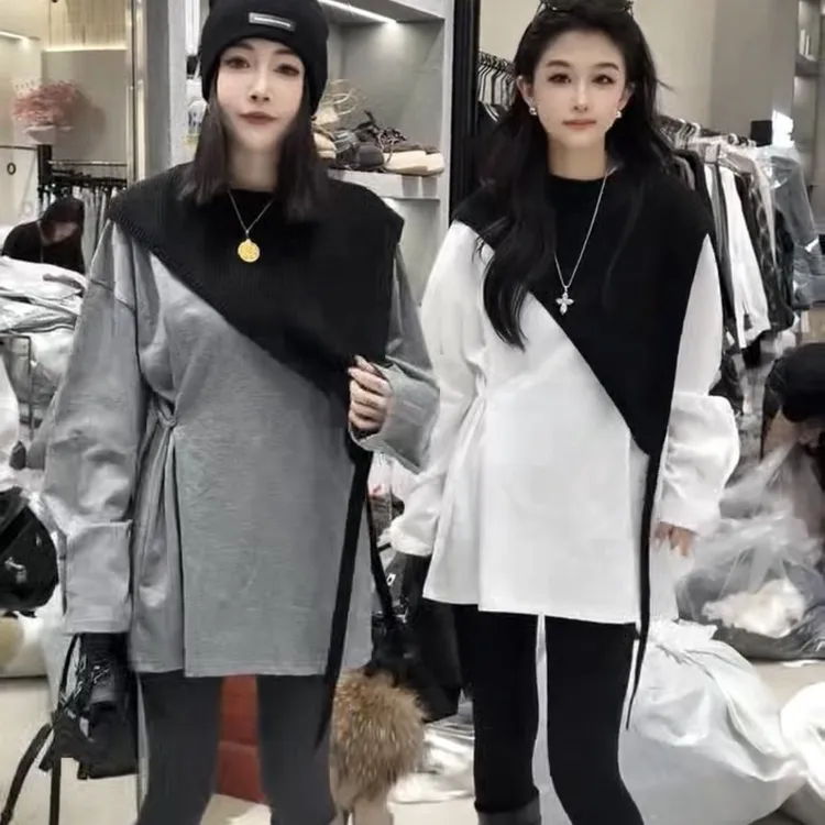 设计感圆领不规则针织马甲女秋季时尚气质百搭叠穿披肩外搭上衣潮