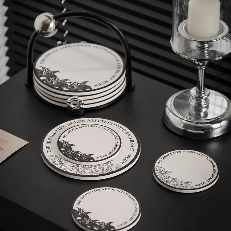 中古风吸水陶瓷杯垫套装家用餐桌隔热砂锅垫防烫耐高温高级感餐垫