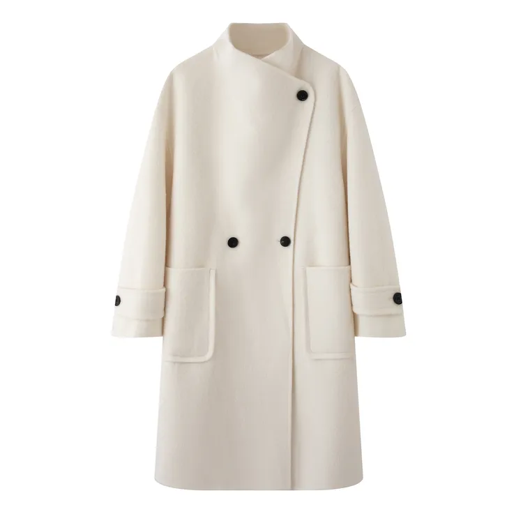 艾家2025年冬季新款长款双面呢大衣毛呢外套女234124