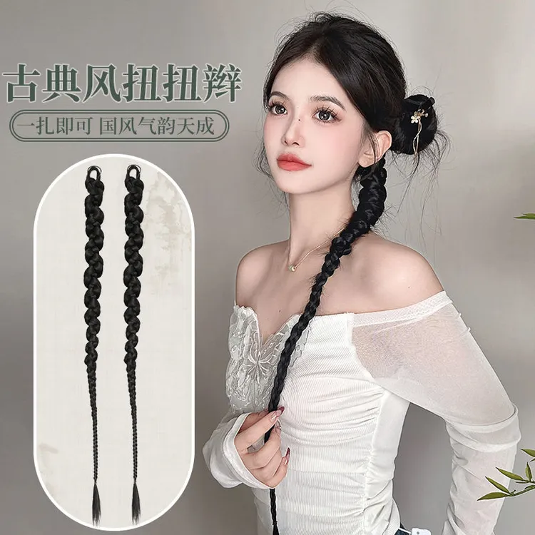 假发辫子女拳击扭扭辫马尾仿真发网红新中式甜酷辣妹麻花马尾假发