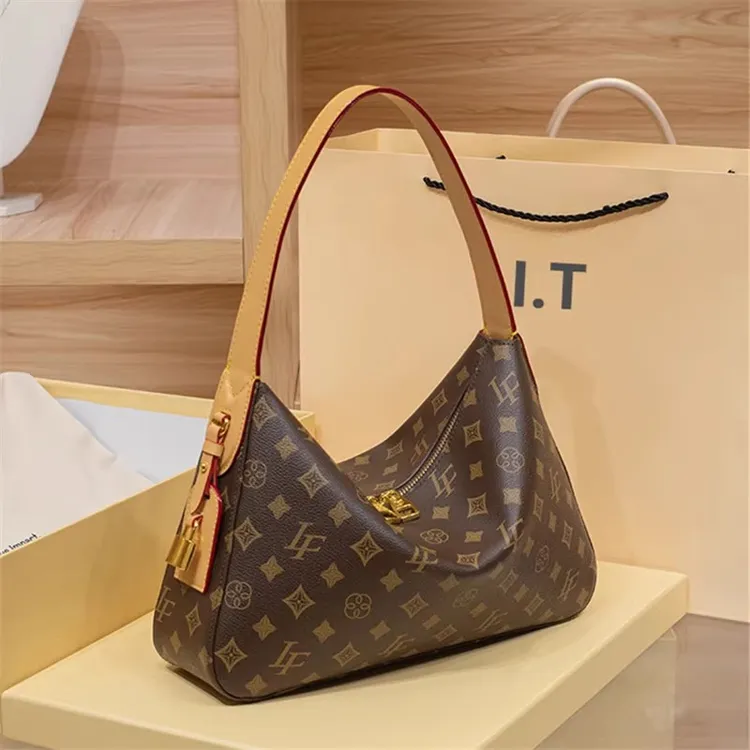 香港正品真皮老花手提腋下包包女2025新款秋小众高级感超火单肩包