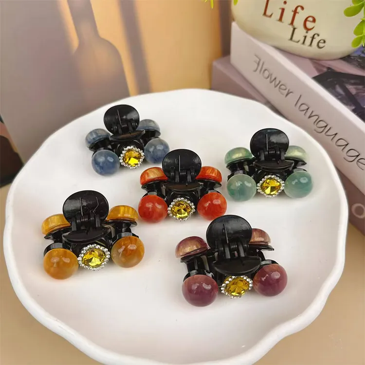 半扎发圆珠水钻小抓夹发卡头饰新款高级感后脑勺头发夹子发夹