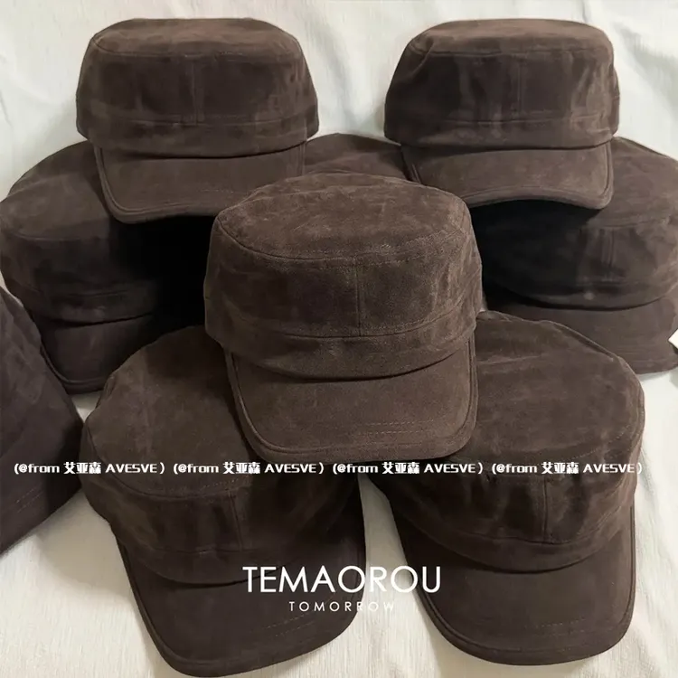 版型超正！复古深棕麂皮绒顶马术帽子高端时尚洋气骑士帽报童帽