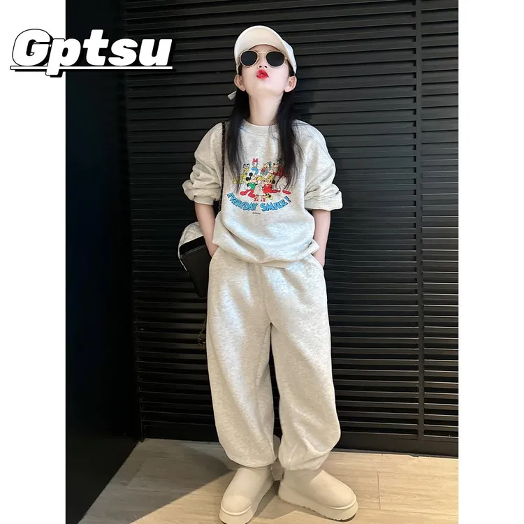 GPTSu衫套装秋季新款儿童休闲运动服女孩大儿童秋装韩国服装时尚