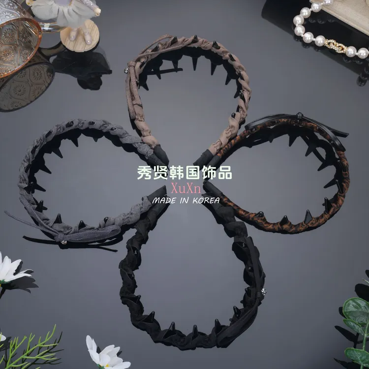 韩国布艺蝴蝶结发箍气质手工网红百搭黑色编织简约韩版复古ins