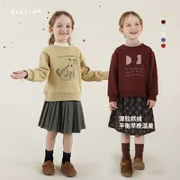 允儿妈女童冬季磨毛加厚简约卫衣宝宝秋冬纯棉上衣儿童保暖长袖潮
