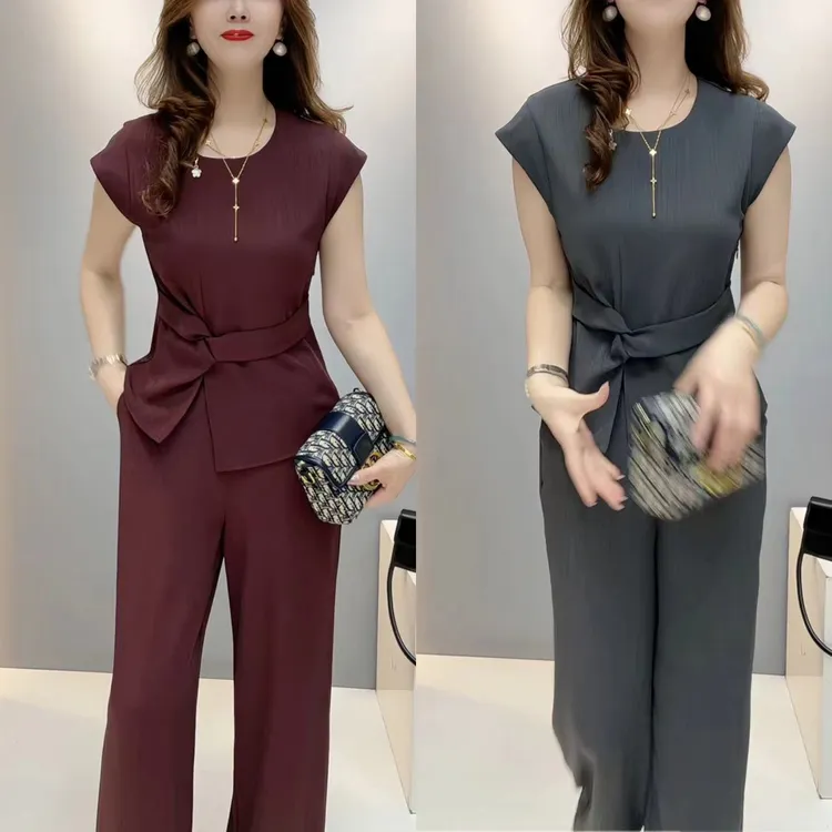 夏季气质显瘦休闲收腰无袖减龄宽松套装