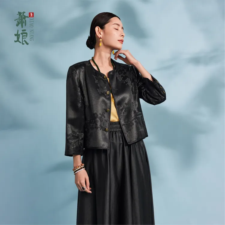 萧娘【知我意】重缎香云纱小香风外套新中式长袖桑蚕丝国风上衣2200