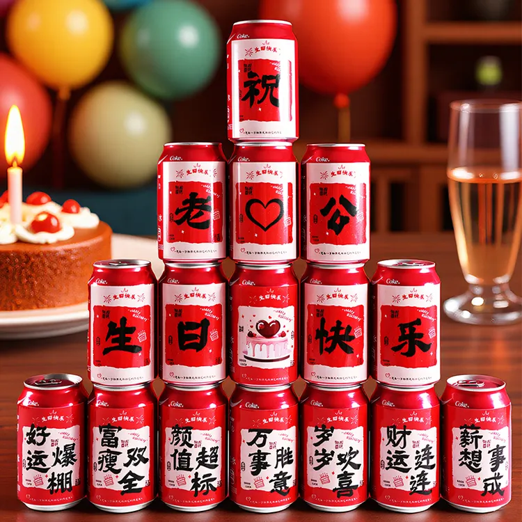 生日场景布置可乐贴纸老公生日快乐老婆36岁礼物成人男氛围感道具