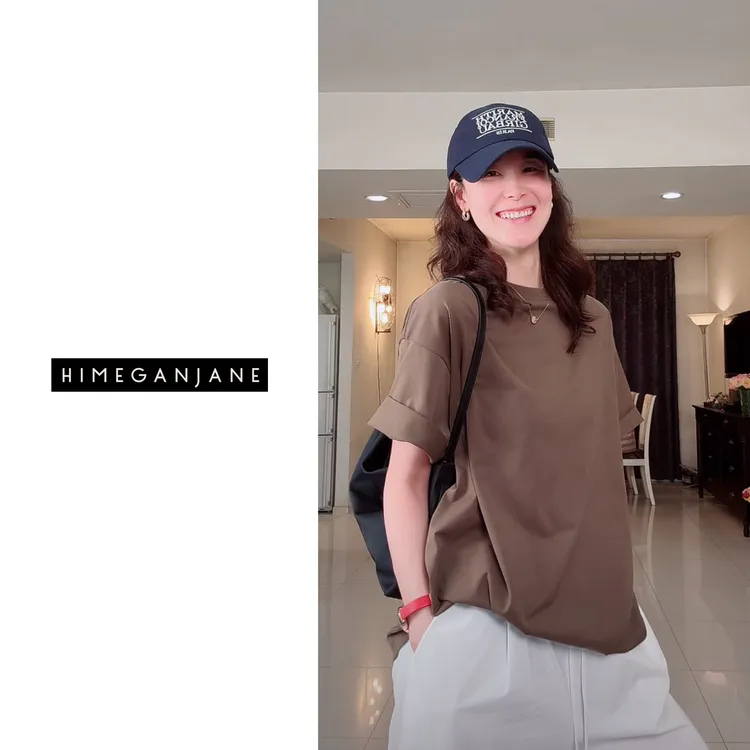 HIMEGANJANE 索罗娜大版T 宽松显瘦 百搭情侣重磅圆领T恤 623409