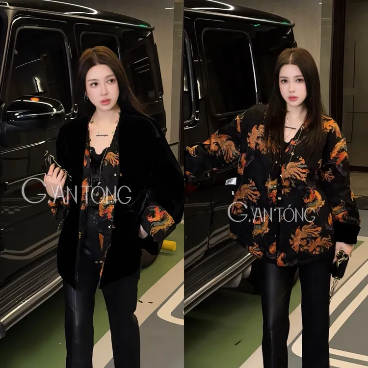 G. yantong/郭彦彤定制桑蚕丝两面穿加棉厚外套女保暖显瘦WT1103