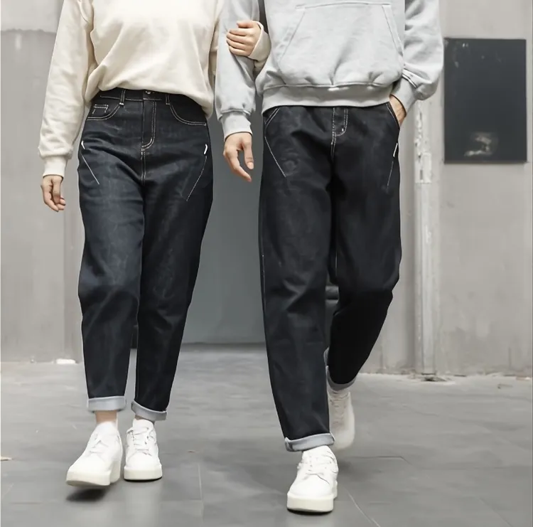 秋冬牛仔裤美式弹力小直筒水洗