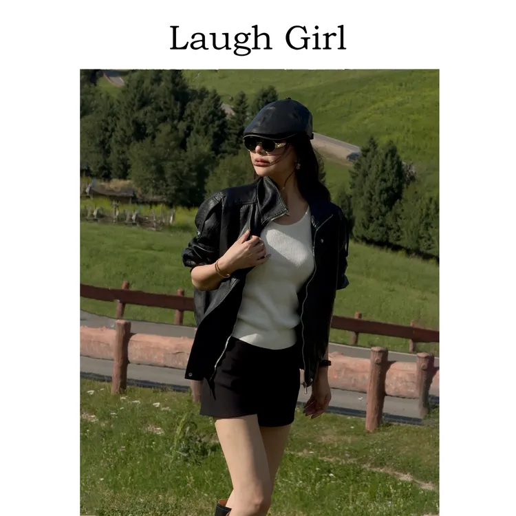 楚楚君 Laugh girl【圣德罗佩】酷飒风高级感时尚皮衣外套WL53060J