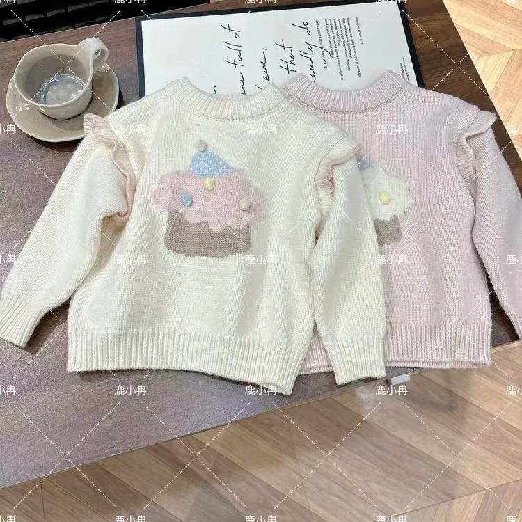 【鹿小冉】秋季女童韩版花边袖针织毛衣秋冬百搭款儿童穿搭98072