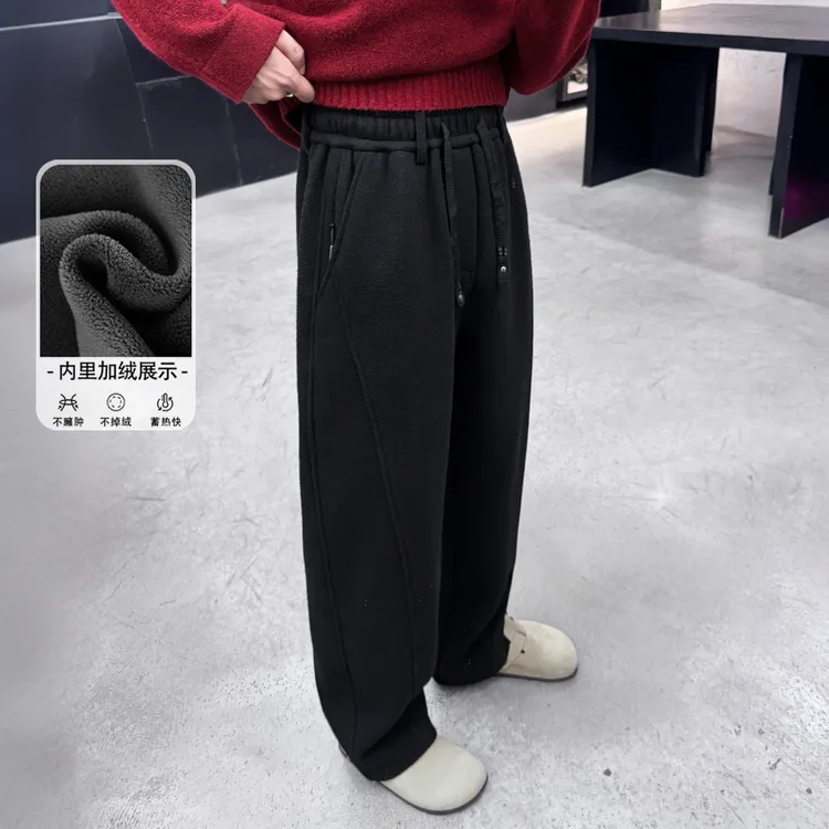 二十二号穿搭【寒冬绵羊毛】冬季加绒加厚直筒阔腿裤高级感休闲卫裤