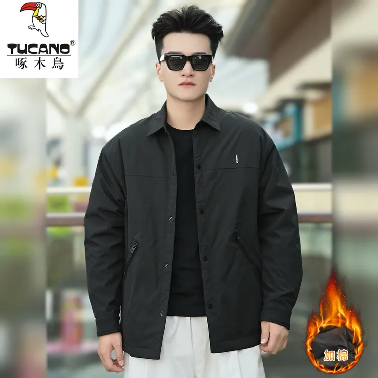 TUCANO/啄木鳥秋季加棉男衬衫外套宽松翻领原色夹克帅气潮流百搭