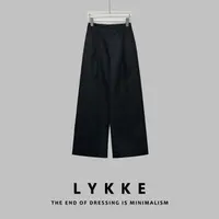 LYKKE 25新款显瘦直筒半松紧口袋侧边带扣休闲裤-E465