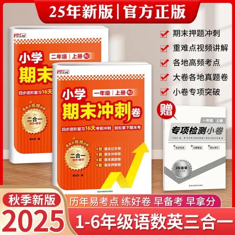 2025新版小学期末冲刺卷上册语数英三合一大小卷高频考点押题冲刺