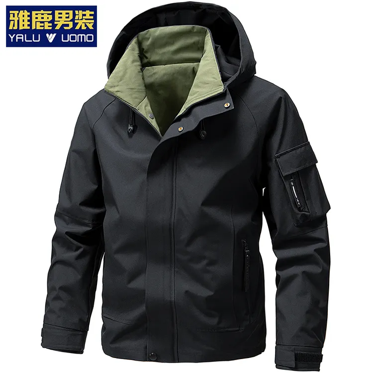雅鹿男装春秋季工装钓鱼帅气休闲百搭洋气男三防冲锋衣外套夹克男