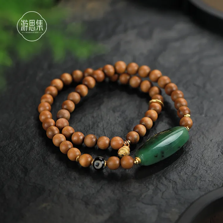 【昔归手串】天然老山檀高级大气精致百搭手串双圈设计