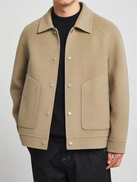 【直播链接】春秋男士休闲羊毛大衣单西夹克外套男款时尚毛呢双面呢