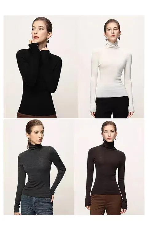 高领女修身2025秋冬新款内搭针织衫洋气软糯堆堆领打底衫98008