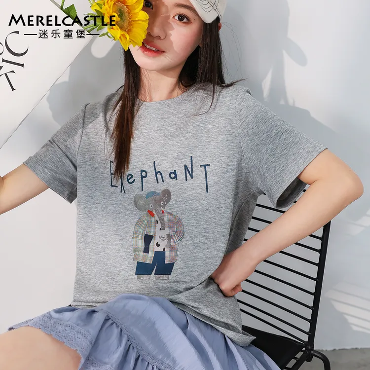 C4959女童休闲短袖体恤衫大童青少年夏季时尚T恤初中生半袖