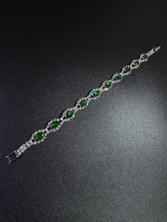 高级感祖母绿锆石手涟小蛋面diy手串