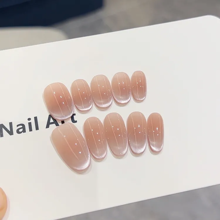 【明月光】新款手工高端穿戴甲显白紫色色猫眼四季流行气质可拆