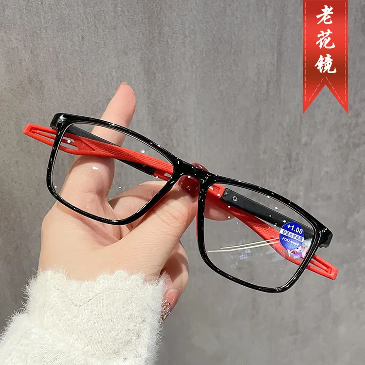 欧美时尚防蓝光老花镜潮流轻盈橘腿阅读镜女全框方形远视运动眼镜