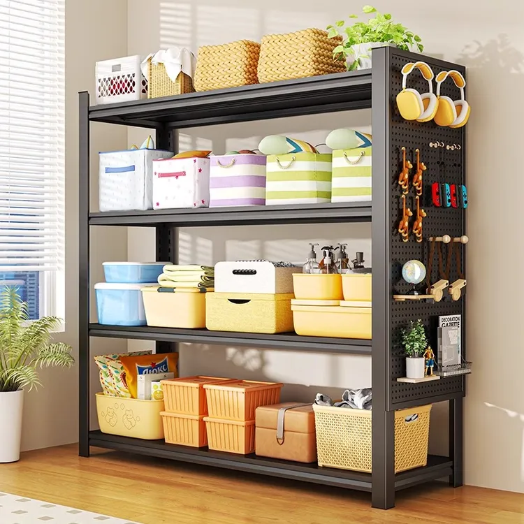 洞洞板置物架家用落地多层储物架阳台加厚快递架角钢货架置物架