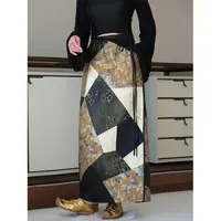 麻霖新中式花卉拼接多片提花纹样优雅贵气一步裙松紧腰隐拉半裙