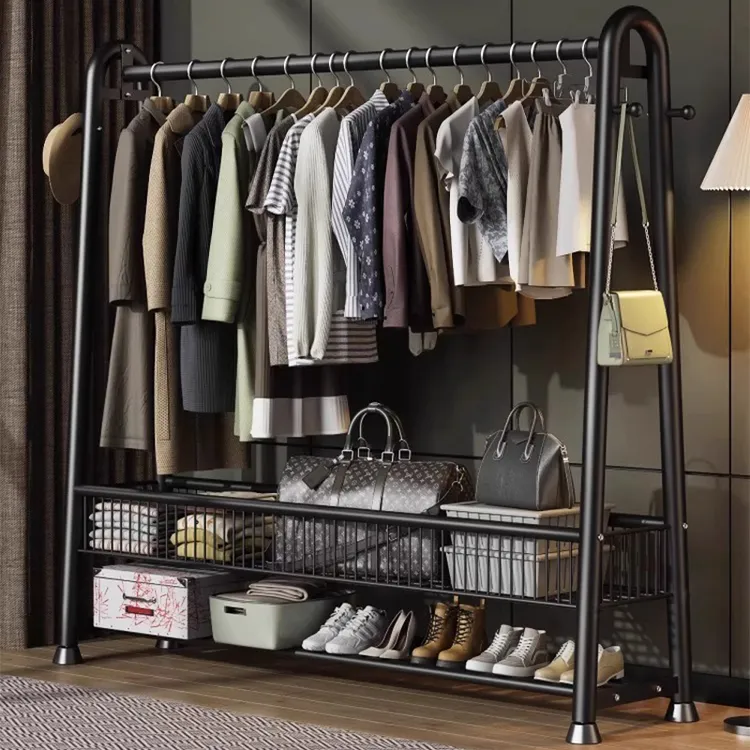 居美适简易衣帽架可移动晾衣架落地房间挂衣架家用卧室衣服收纳架