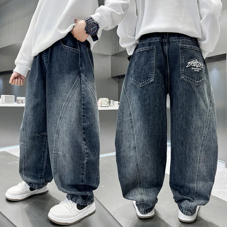 大码男童秋季牛仔裤2025新款中大童休闲帅气韩版长裤儿童裤子男孩