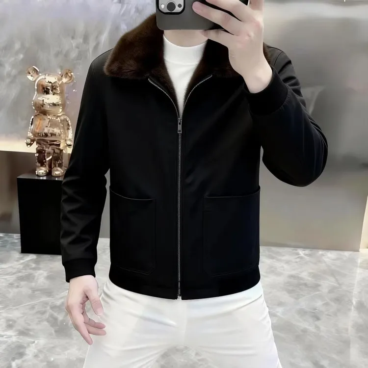 【专柜品质】派克服老钱风座山雕设计师秋冬皮毛奢潮男高端外套保暖