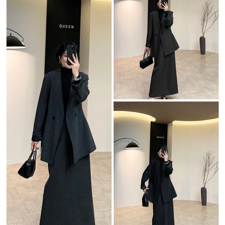 美丽怒推气质经典显瘦西服套裙160斤以内（7668）
