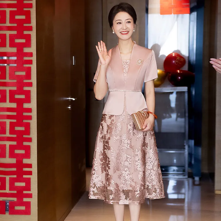 5915喜婆婆结婚宴装2025新款夏季平时可穿气质新中式改良旗袍裙