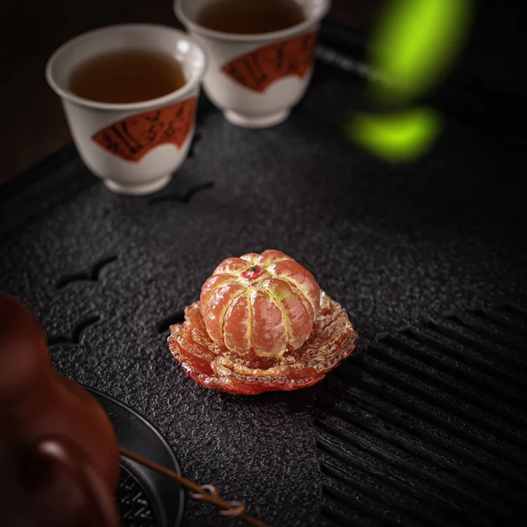 大吉大利变色橘子茶宠摆件个性精品桔子可养茶玩茶桌饰品茶具配件