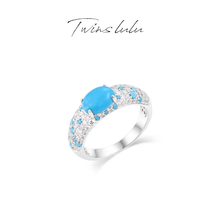 TWINS LULU 流光风 轻奢时尚气质百搭设计师款蓝色戒指TSS6893