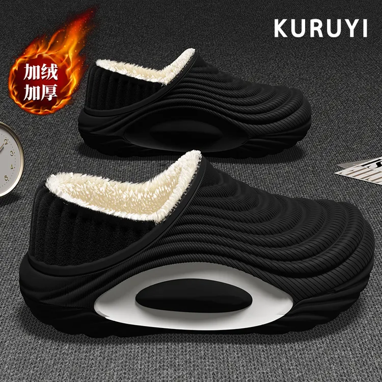 防水棉拖鞋男士冬季室内两穿厚底防滑加绒保暖包跟棉拖男款可外穿商品图