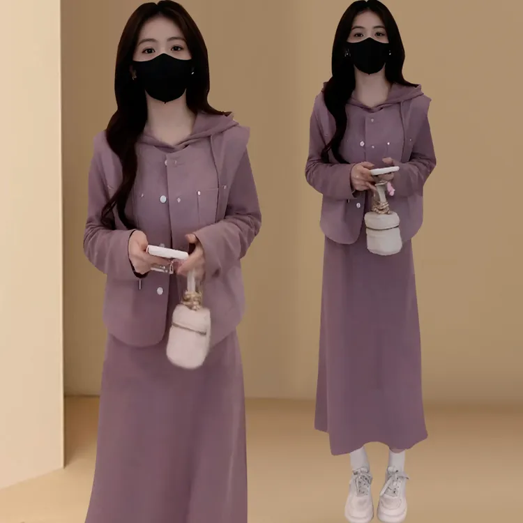 休闲连帽卫衣裙时尚套装女2025春秋季新款气质连衣裙两件套