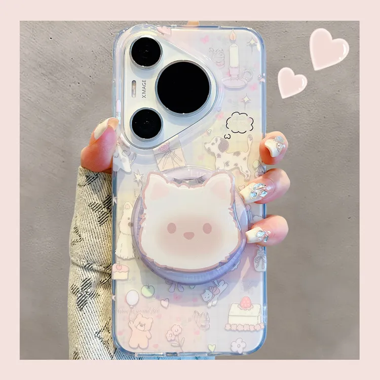适用华为pura80pro+手机壳Ultra晕染猫咪狗狗磁吸支架pura70pro