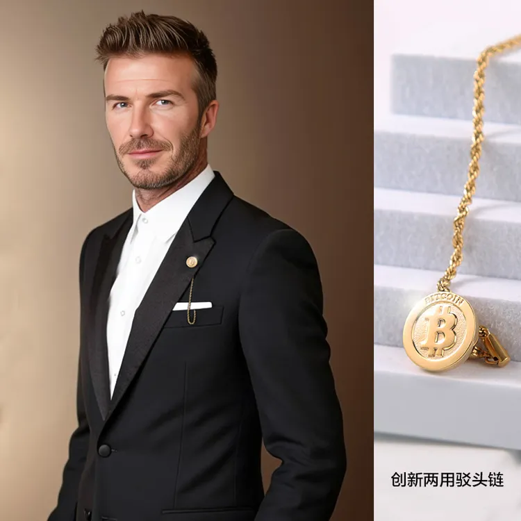 数字BTC男西服两用胸针可拆卸驳头链西装饰品抗腐蚀链条礼盒装