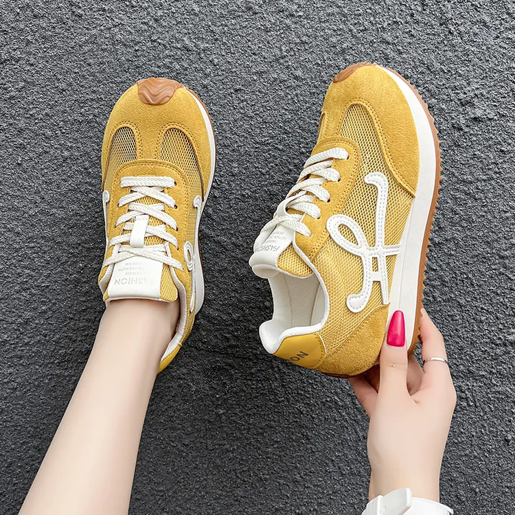 内增高德训鞋女夏季新款透气时尚休闲鞋百搭网面运动学生鞋子潮流