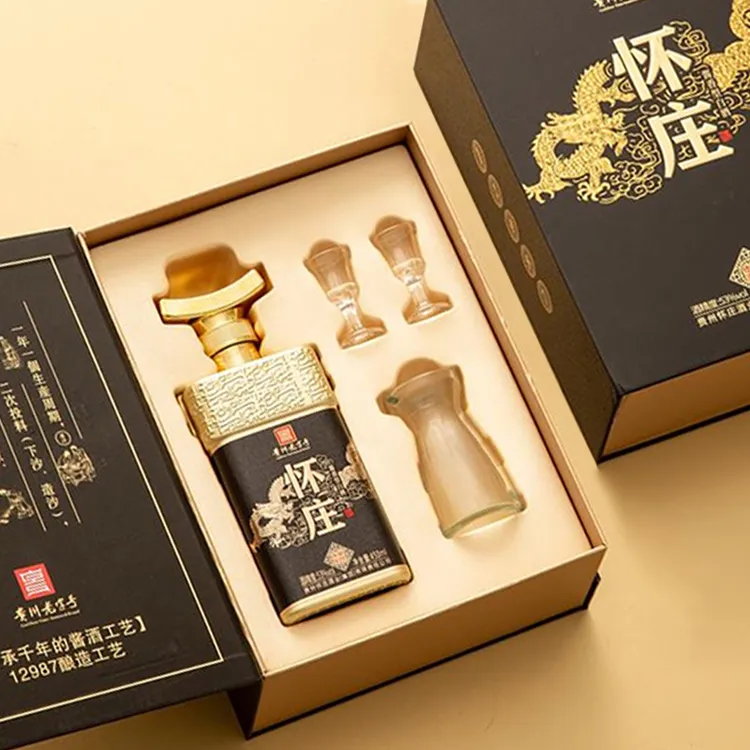 怀庄酒大展宏图（黑）礼盒装优级纯粮送礼宴请酱香型白酒53度 450ml