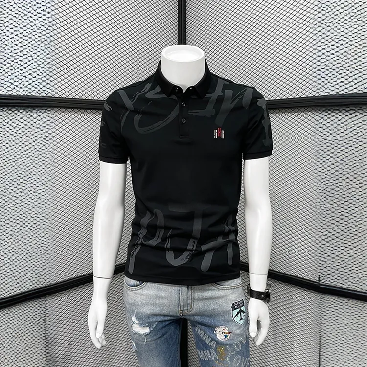 约蒂宾弗印花POLO衫男短袖t恤欧货休闲百搭半袖潮流修身翻领体恤